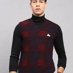 Monte Carlo Men Checked Woollen Sweater Vest-image-78