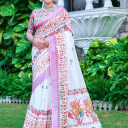Anouk Floral Printed Saree With Blouse Piece-picture-11