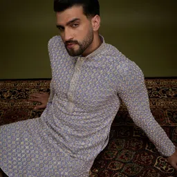 Anouk Men Geometric Embroidered Chikankari Kurta-picture-16
