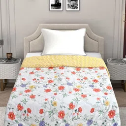 FABINALIV White & Red Floral Mild Winter 350 GSM Single Bed Comforter-picture-42
