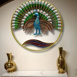 ANSHIKA INTERNATIONAL Blue & Green Textured Peacock Metal Wall Decor-image-10