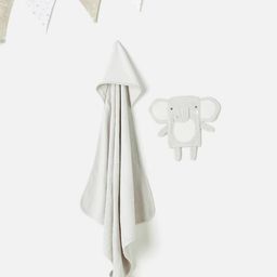 Juniors by Babyshop Kids Grey Polka Dot Printed Cotton 210GSM Bath Towel With Mitten-91
