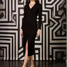 ZUMMER V-Neck Long Sleeves Bodycon Midi Dress-picture-38