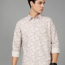British Club Men Smart Slim Fit Floral Printed Spread Collar Cotton Casual Shirt-picture-32