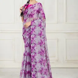 Garden Vareli Floral Printed Pure Chiffon Saree-picture-38