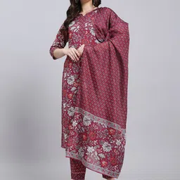 THE FAB FACTORY Women Ethnic Motifs Printed Regular Kurta with Palazzos & With Dupatta-image-85