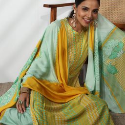 Libas Ethnic Motifs Printed Beads and Stones Straight Kurta With Trousers & Dupatta-picture-20