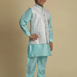 Pro-Ethic STYLE DEVELOPER Boys Regular Pure Silk Kurta with Pyjamas image 3