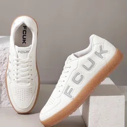 FCUK Men Brand Logo Printed Round-Toe Sneakers with Perforated Detail-picture-45
