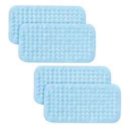 Kuber Industries 4Pcs Blue Textured 240GSM Bath Rugs-18