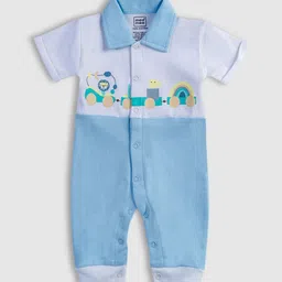 MeeMee Infants Printed Cotton Shirt Collar Neck Rompers-image-75