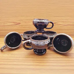 laghima jadon Brown & Black Printed Ceramic Matte Cups Set of 6-9