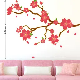 LANSTICK Pink & Green Splash-Proof Eco-Friendly Tree Branches With Flowers Wallpaper-image-22