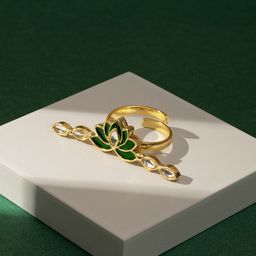 TEEJH Gold-Plated Stone-Studded Adjustable Finger Ring-image-41