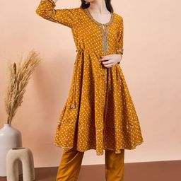 Stylo Bug Girls Bandhani Printed Empire Gotta Patti Kurta with Pyjamas-picture-17
