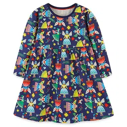 LULU & SKY Girls Cotton Ethnic Motifs Printed Fit and Flare Dress-58