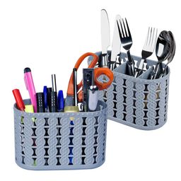 Kuber Industries Grey Pack of 2 Self Design Stationery Organizer With 3 Compartments image 3