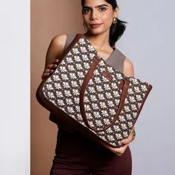 ZOUK Ethnic Motifs Printed Structured Tote Bag image 5