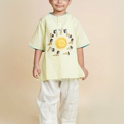 Chanda Mama Boys Ethnic Motifs Printed Regular Pure Cotton Kurta with Pyjamas-40