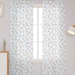 B' Decorlish Turquoise Blue Set of 2 Floral Sheer Long Door Curtain-image-78