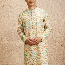 Twamev Men Printed Regular Mirror Work Kurta with Churidar image 5