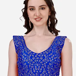 HERE&NOW Embroidered V-Neck Padded Saree Blouse-30