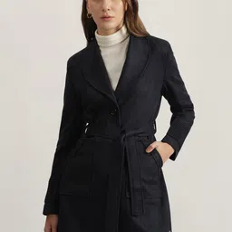 ELLE Women Shawl Collar Full Sleeves Overcoat-image-1