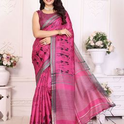 Lookmark Warli Printed Banarasi Saree with Blouse Piece-picture-23