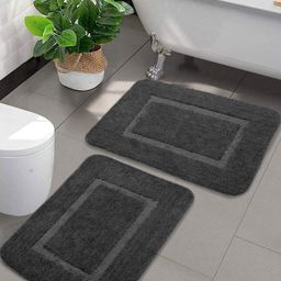 Saral Home 2Pcs Dark-Grey Racer-Track Micro Soft & Water Absorbent Anti-Skid Bath Rug-image-84