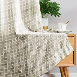 Story@home Brown Set of 2 Geometric Sheer Door Curtain-image-42