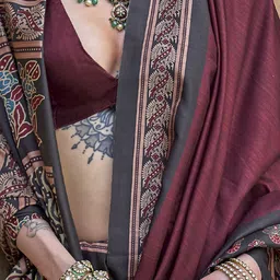 Anouk Ajrak Block Printed Banarasi Saree image 4