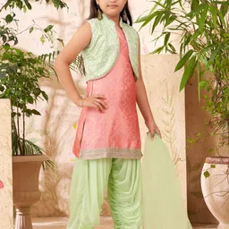 BAESD Girls Embroidered Regular Sequinned Kurta with Patiala & With Dupatta image 5