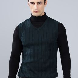 Cantabil Men Cable Knit Sweater Vest-picture-6