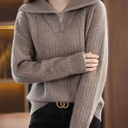 HERE&NOW Women Ribbed Pullover with Zip Detail Detail-picture-4
