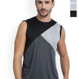FTX Men Pack Of 4 Colourblocked Dry-Fit Gym Vests-picture-7