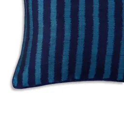 Fabindia ikat Blue Striped Printed Woven Design Silk Square Shaped Cushion Cover-image-8