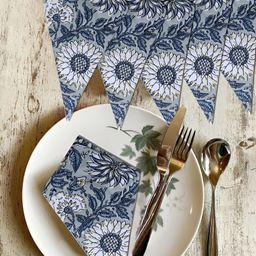 Texstylers 6Pcs Green & Blue Floral Printed Pure Cotton Table Napkins-4
