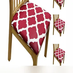 HOUSE OF QUIRK Set Of 4 Maroon & White Printed Chair Seat Cover-image-90