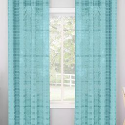 Story@home Serene Blue & White Set of 2 Geometric Sheer Long Door Curtains-picture-29