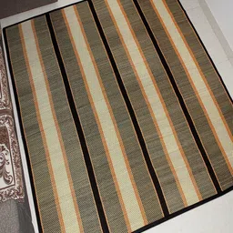 HOKIPO Black & Beige Striped Natural Madurkathi Large Chatai Mat-28