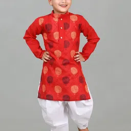 NFC CREATION Boys Floral Printed Regular Thread Work Kurta with Patiala image 1