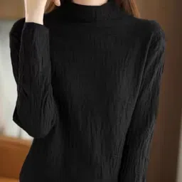 KPOP Women Self Design Pullover Sweater-image-93