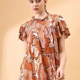 all about you Floral Print Flutter Sleeve Crepe Top-picture-0