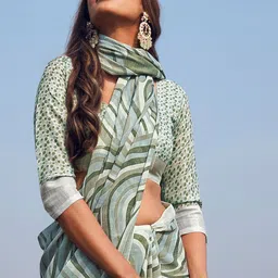 Suha Abstract Printed Zari Pure Cotton Saree-8