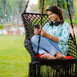 Swingzy Black & Red TexturedRectangle Shape Hammock Swing With Cushion image 4