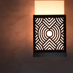 Gojeeva Black & White Textured Wooden Square Shaped Wall Lamp-18