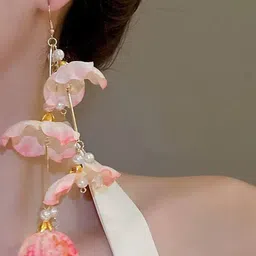 StyleCast x Revolte Gold Plated Pearls beaded Contemporary Drop Earrings image 2