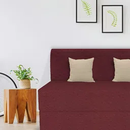 USHA SHRIRAM Maroon 3 Seater Anti-Dust Mite & Anti-Sag Double Foam Fold Out Sofa Cum Bed-image-89