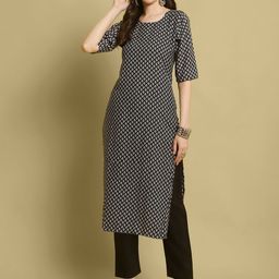 7Threads Women Pack Of 6 Ethnic Motifs Printed Straight Crepe Kurta-image-82