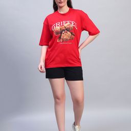GRIFFEL Printed Pure Cotton Round Neck T-Shirt With Short Co-Ords-picture-46